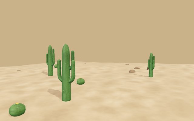 desert with three cacti