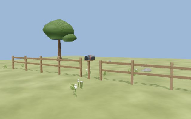 countryside fence with mailbox