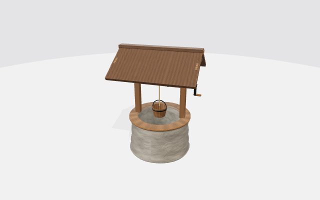 wooden well with roof