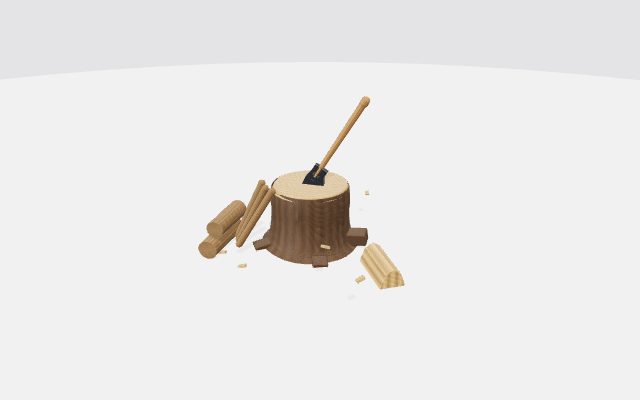 chopping block stump with axe
