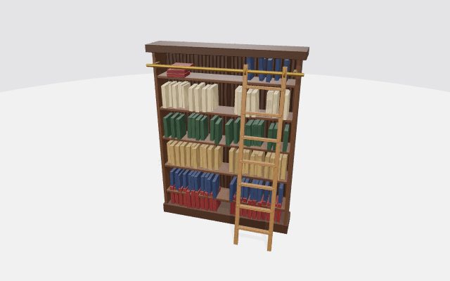 library bookcase with rolling ladder