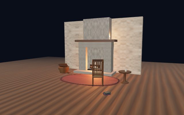 fireplace corner with rocking chair