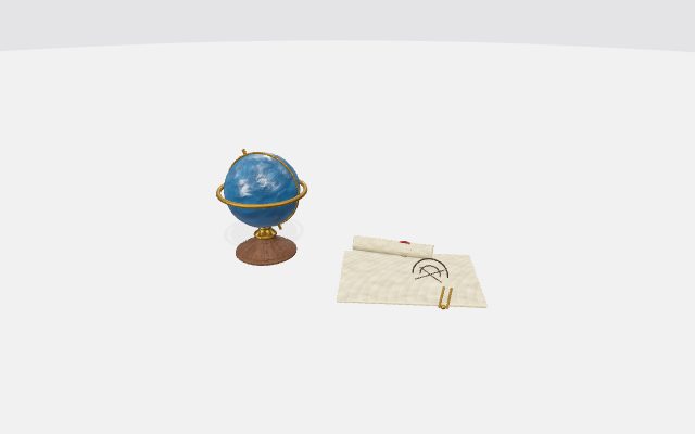 desk globe with nautical chart