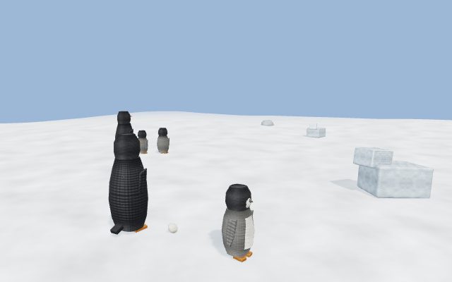 penguin family on the ice