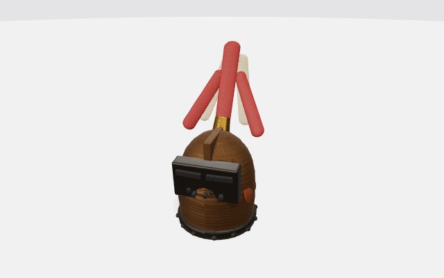 rusty knight helm with feather plume